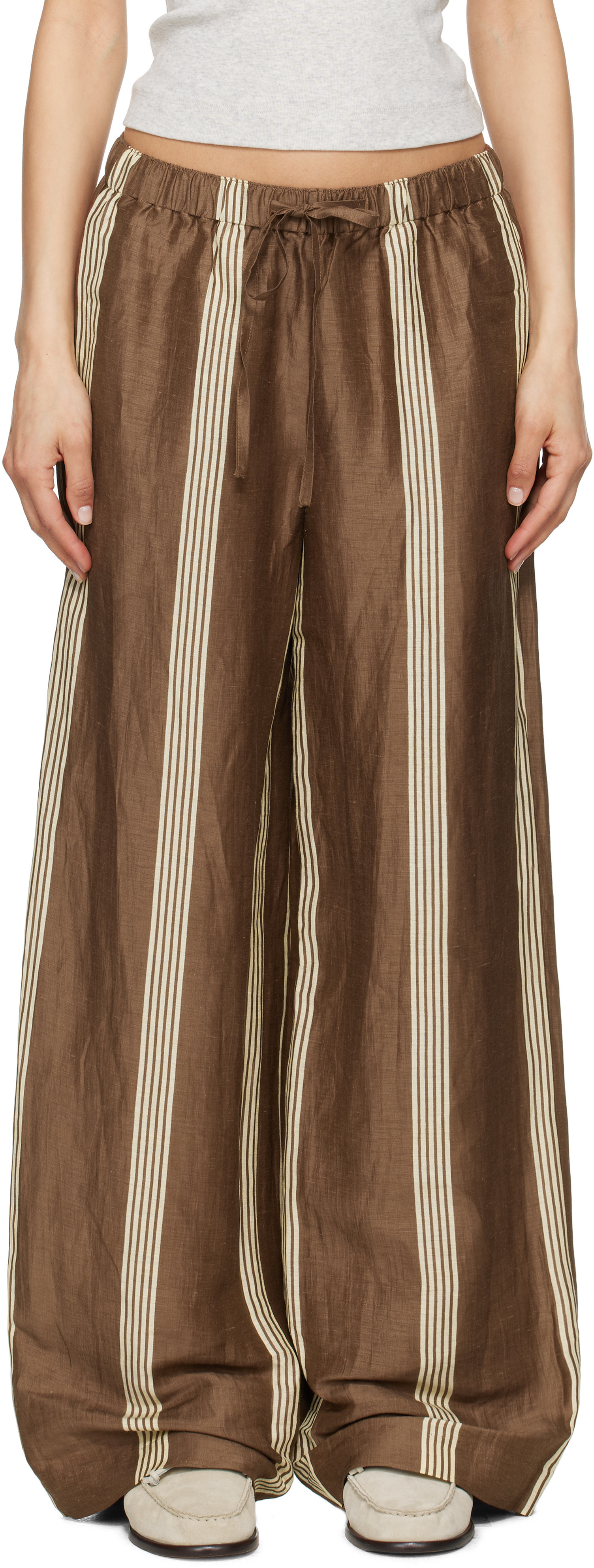 rag & bone Brown Olivia Linen Trousers | SSENSE