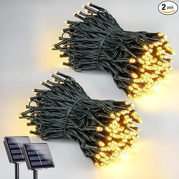 2 Pack 200 LED Solar String Lights for Outside, Solar Christmas Lights Outdoor Waterproof, Solar ... | Amazon (US)