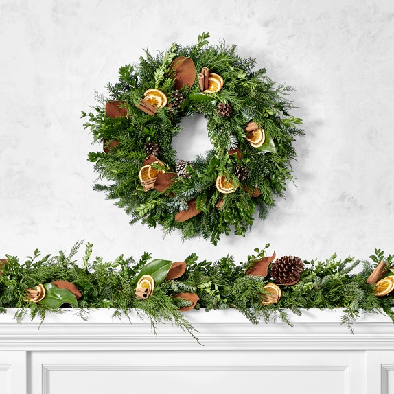 Orange Spice Live Wreath &amp; Garland | Williams-Sonoma