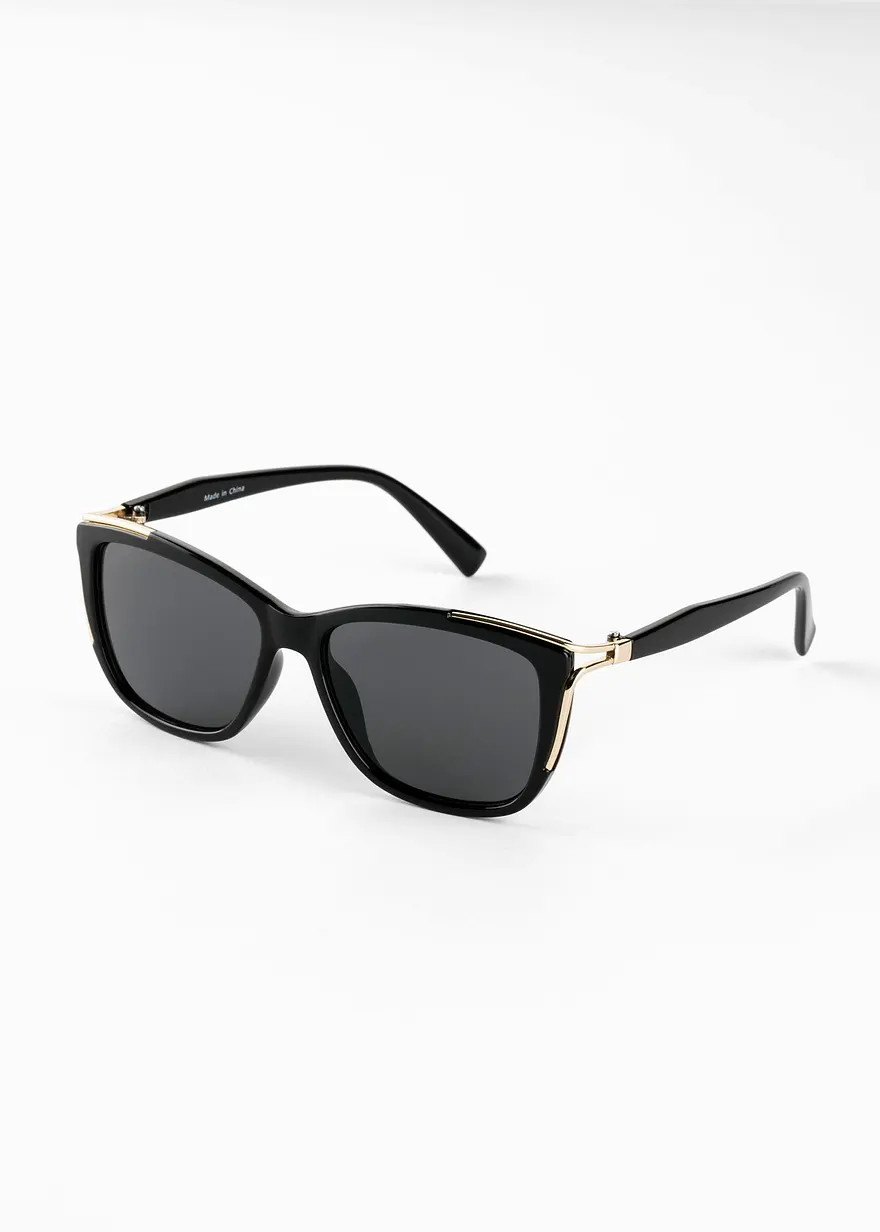 Modische Sonnenbrille mit goldfarbenen Details - schwarz - Damen | Bonprix DE
