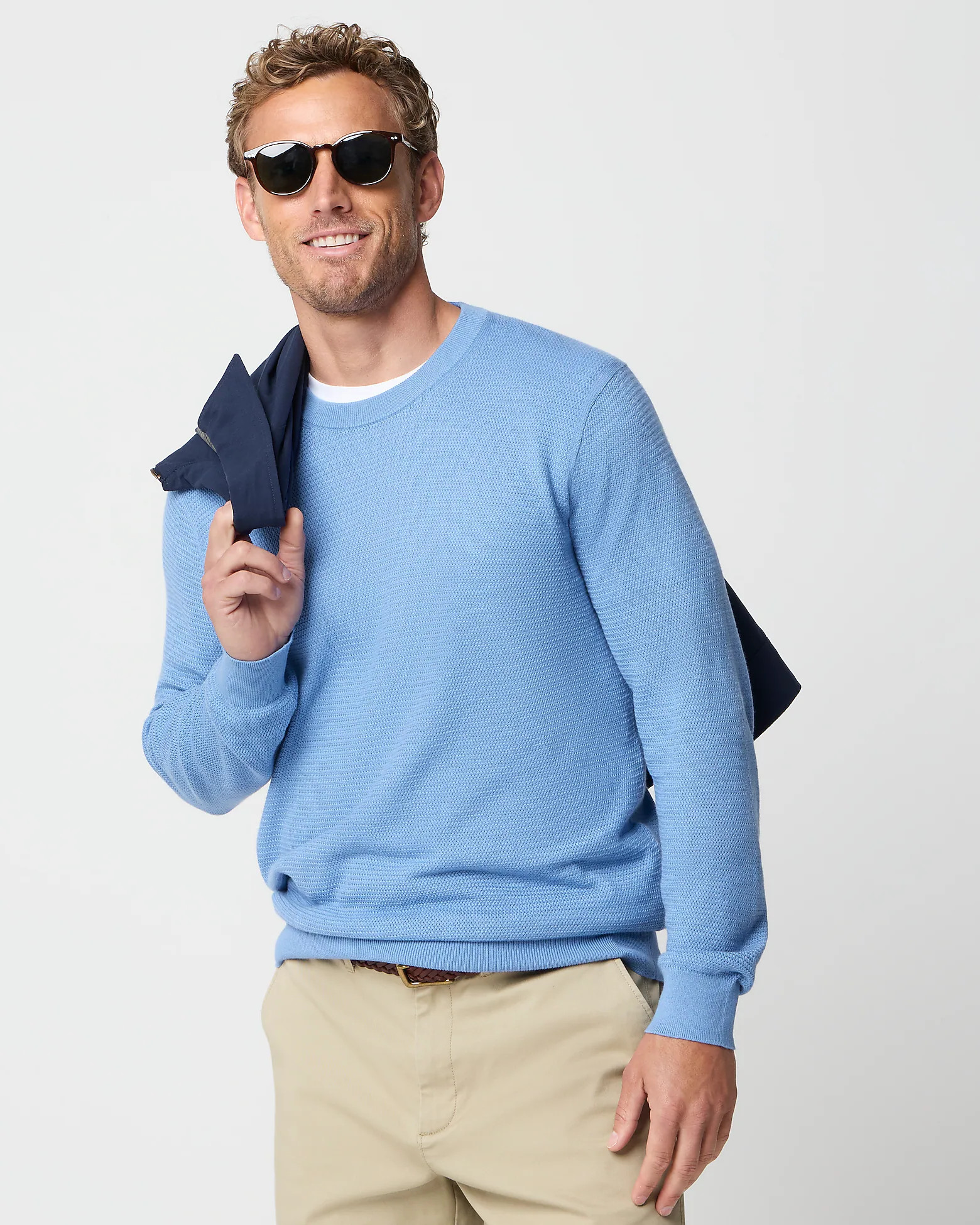 Cotton basketweave crewneck sweater | J.Crew Factory