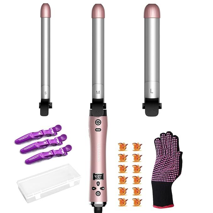 Automatic Hair Curling Wand-3 Interchangeable Heating Iron Barrels Hair Styling Curler for DIY/Sa... | Amazon (US)