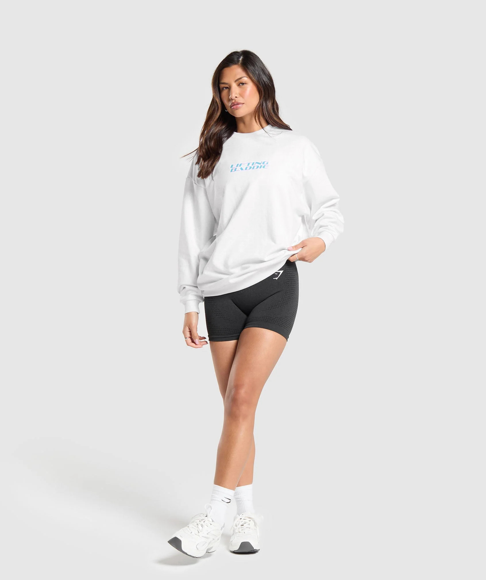 Gymshark Lifting Baddie Graphic Sweatshirt - White | Gymshark US