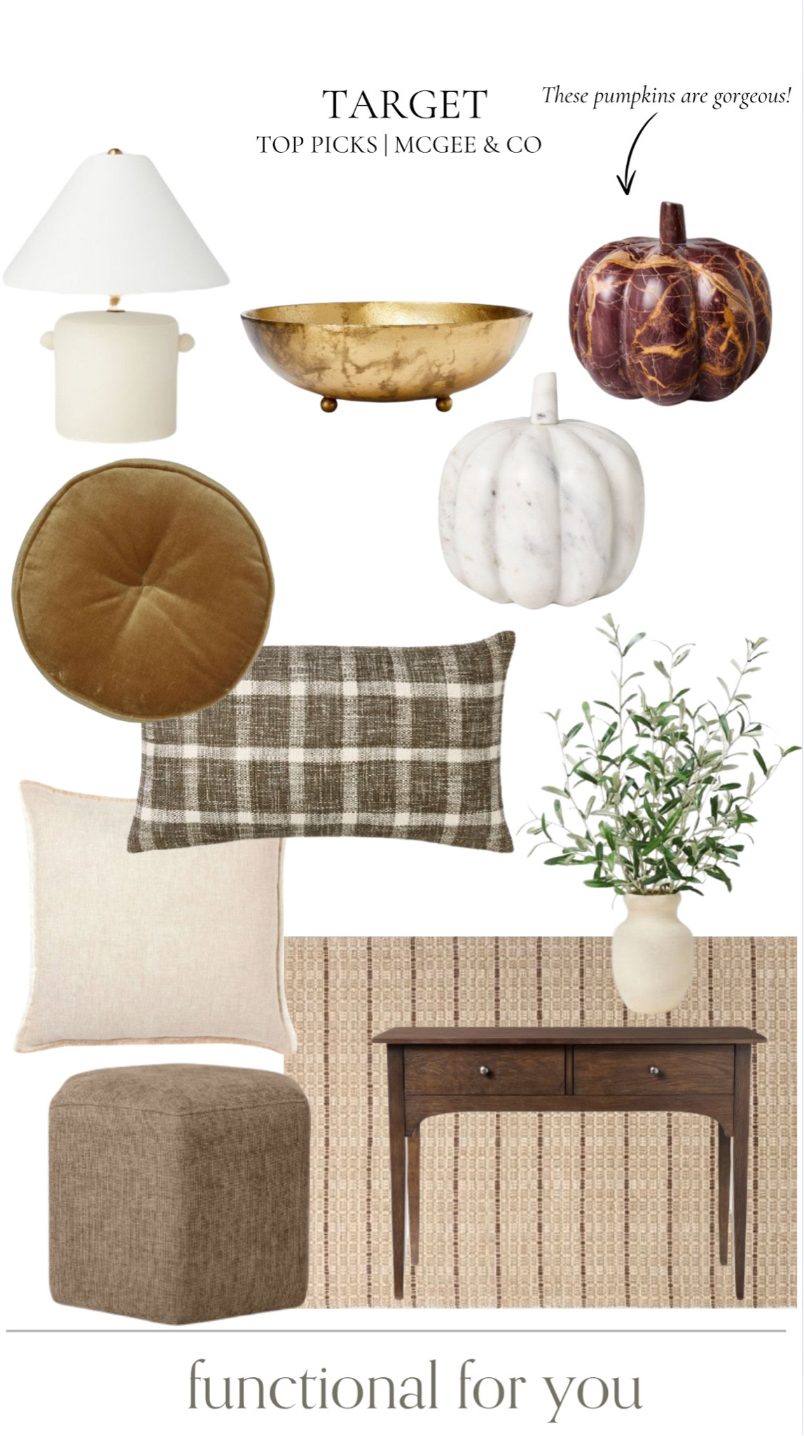 Target top picks, all McGee & Co fall new arrivals!




Pumpkin figurines, table lamp, decorative bowl, faux plant, entry way table, ottoman, stool, target home decor, target furniture, fall decor 

#LTKHome #LTKStyleTip