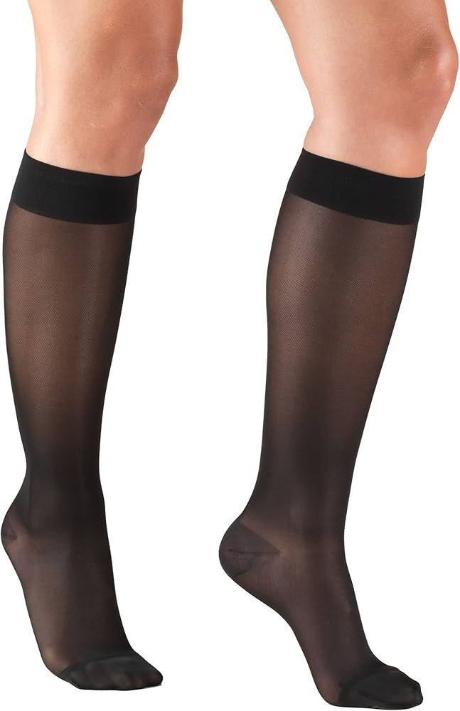 Truform Sheer Compression Stockings, 15-20 mmHg, Women's Knee High Length, 20 Denier, Black, Larg... | Amazon (US)