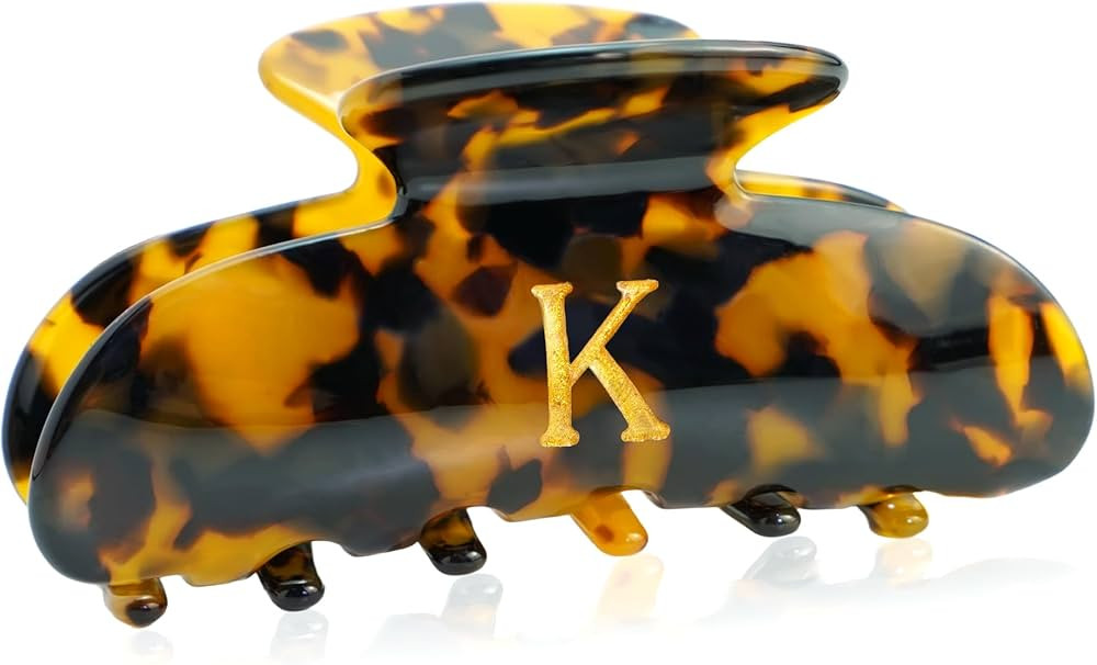 Initial Cute Hair Clips - Tortoise Shell Letter Elegant Hair Claw Clips, Fashion Glitter Claw Cli... | Amazon (US)