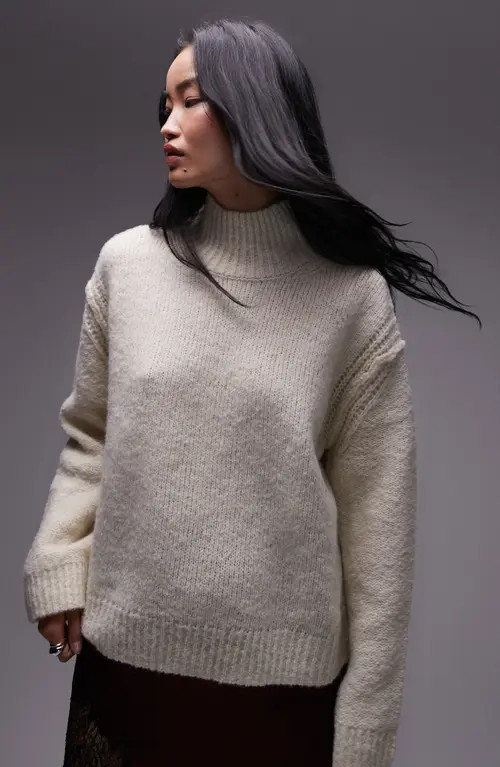 Topshop Turtleneck Sweater in Ivory at Nordstrom, Size Small | Nordstrom