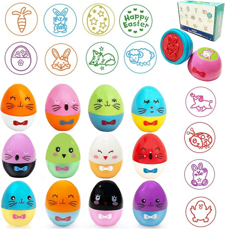 12 Pcs Easter Egg Stampers Easter Basket Stuffers, Self-Ink Stampers Toys for Kids, Easter Eggs P... | Amazon (US)