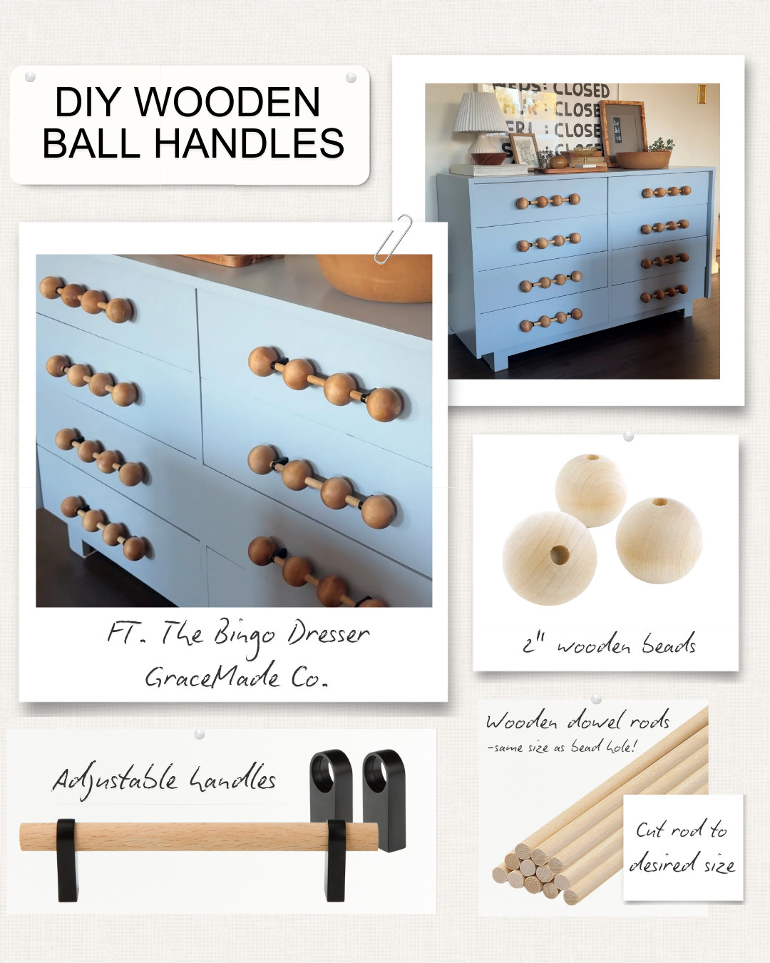 DIY wooden ball handles. Created and used on a custom dresser by GraceMade Co. 

 #LTKHome