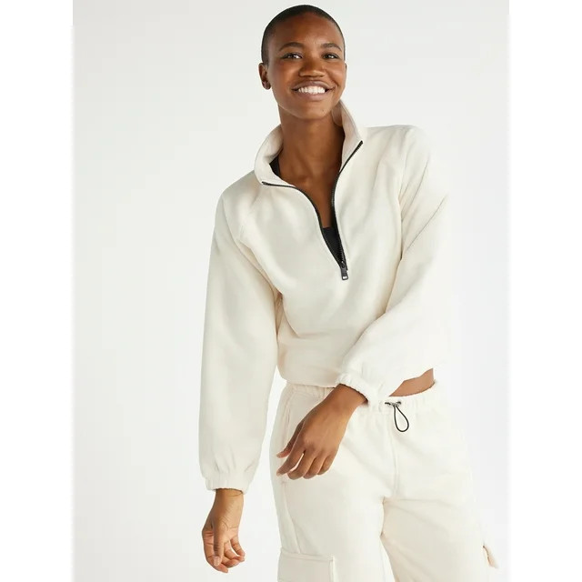 Love & Sports Women's Quarter Zip Fleece Pullover, Sizes XS-3XL | Walmart (US)