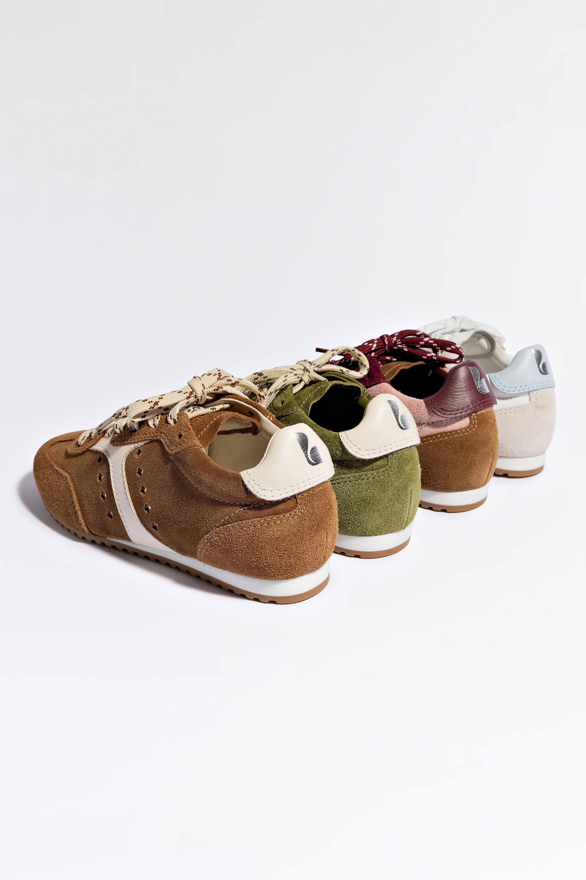 Stella Sneaker In Russet Suede and Ivory Leather | Larroude