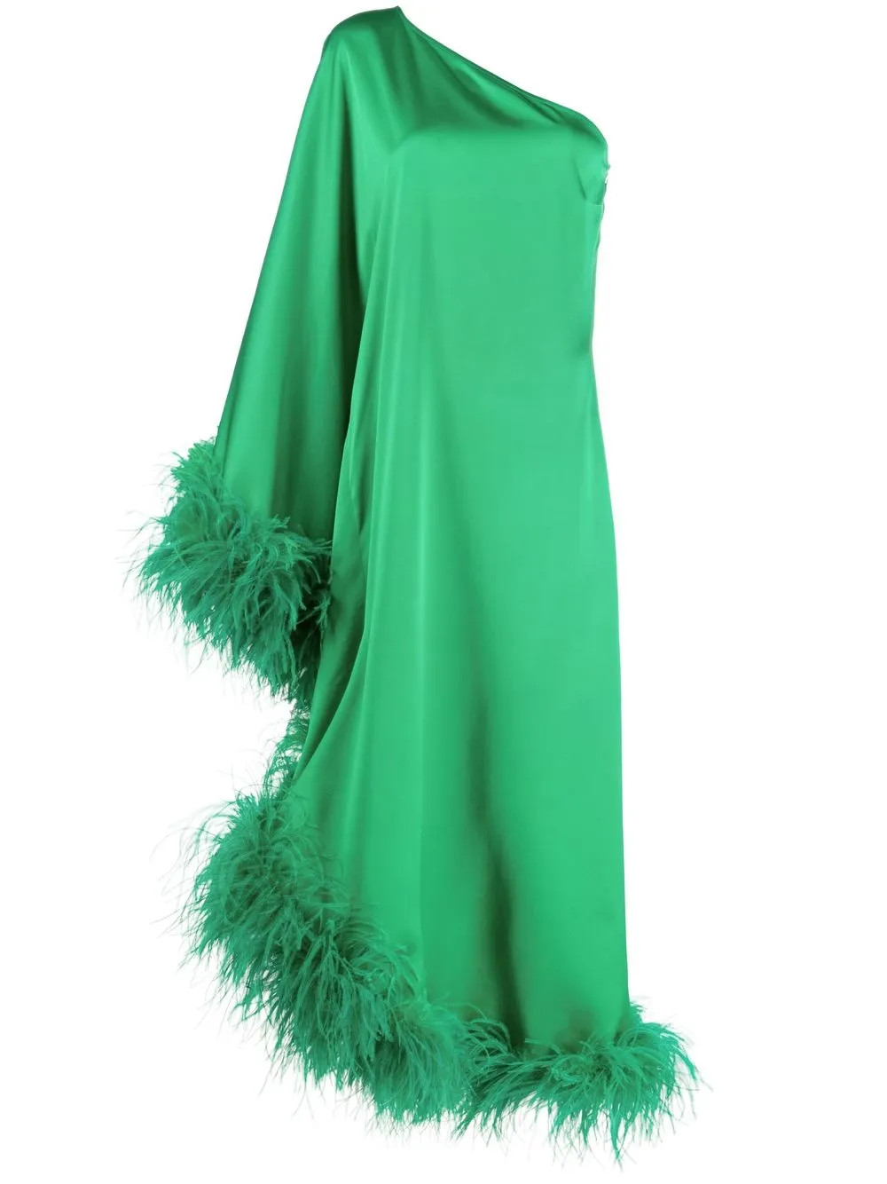 Taller Marmo Ubud one-shoulder feather-trim Gown - Farfetch | Farfetch Global
