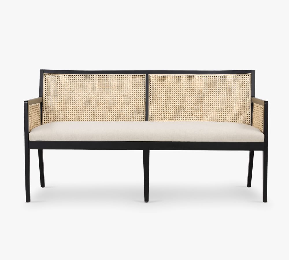 Lisbon Upholstered Cane Dining Bench | Pottery Barn (US)