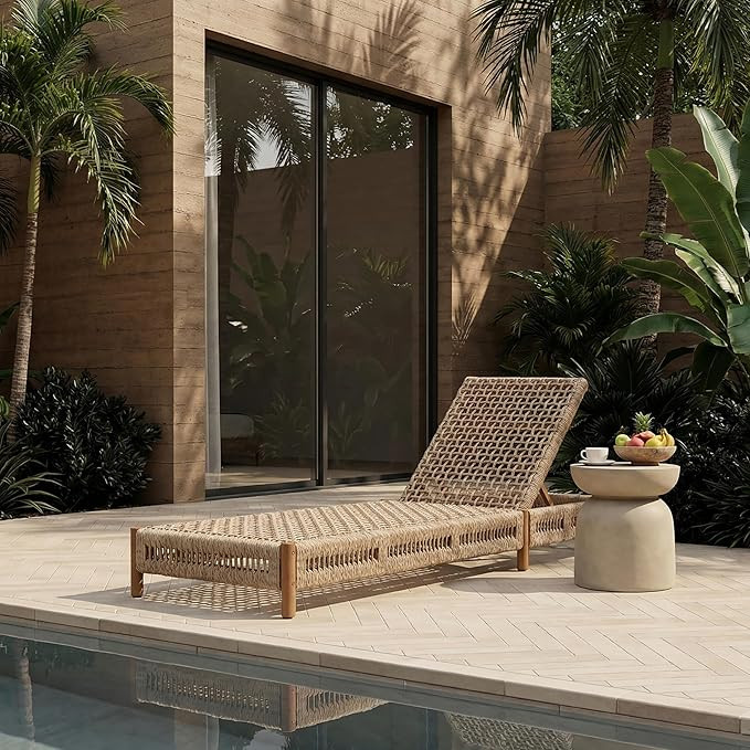 Amazon.com : Christopher Knight Home Mercer Acacia Wood Chaise Lounge Chair Outdoor, Poolside Sun... | Amazon (US)