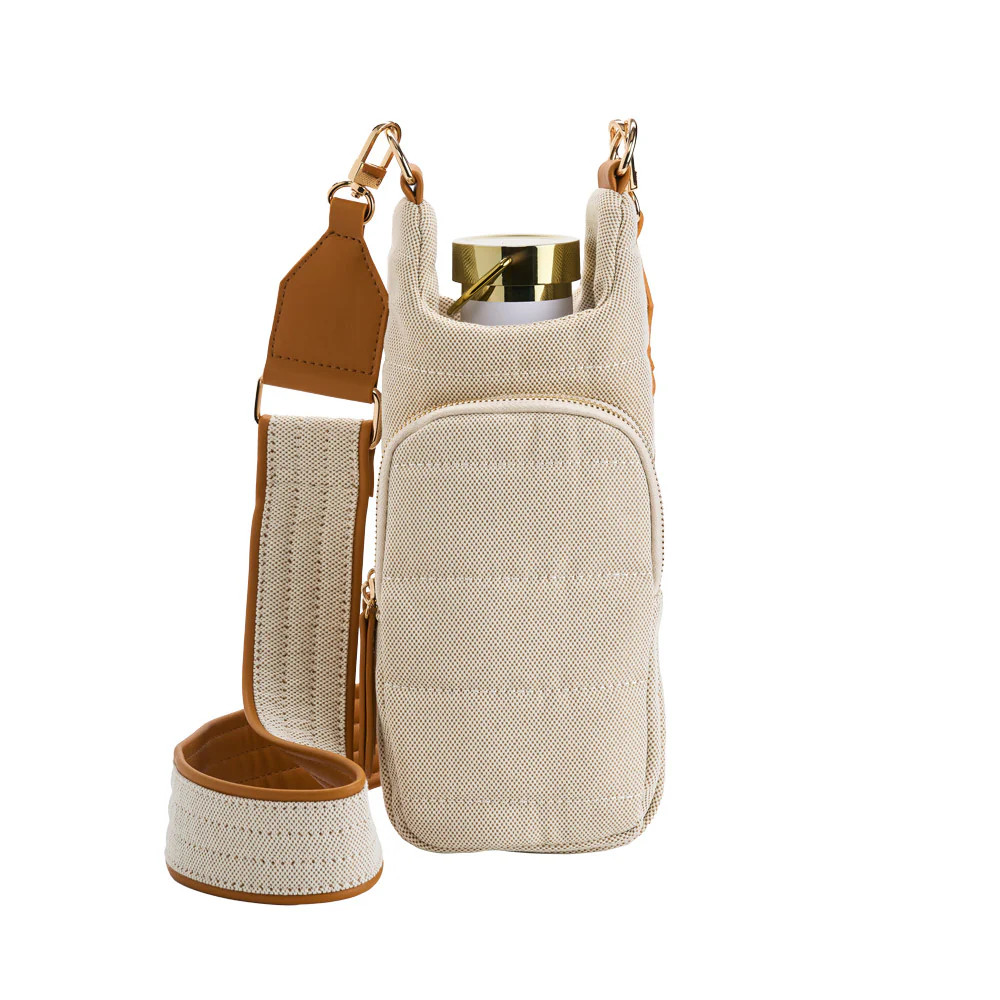 Oatmeal Canvas HydroBag® with Canvas and Vegan Leather Strap | WanderFull 