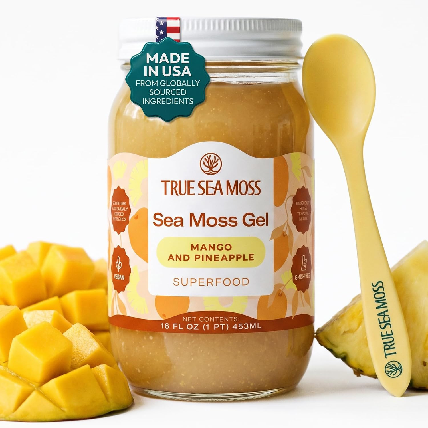 TrueSeaMoss Wildcrafted Irish Sea Moss Gel - Made with Dried Seaweed & Fresh Sea Vegetables, Seamoss, Health Supports & Digestion - Made in USA (MANGO/PINEAPPLE, Pack of 1) | Amazon (US)