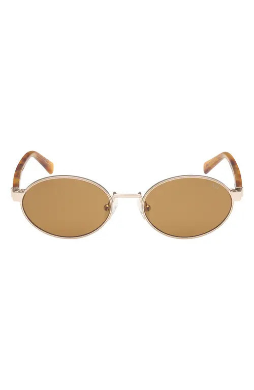 ABERCROMBIE & FITCH 51mm Oval Sungalsses in Gold/Solid Brown Lens at Nordstrom | Nordstrom