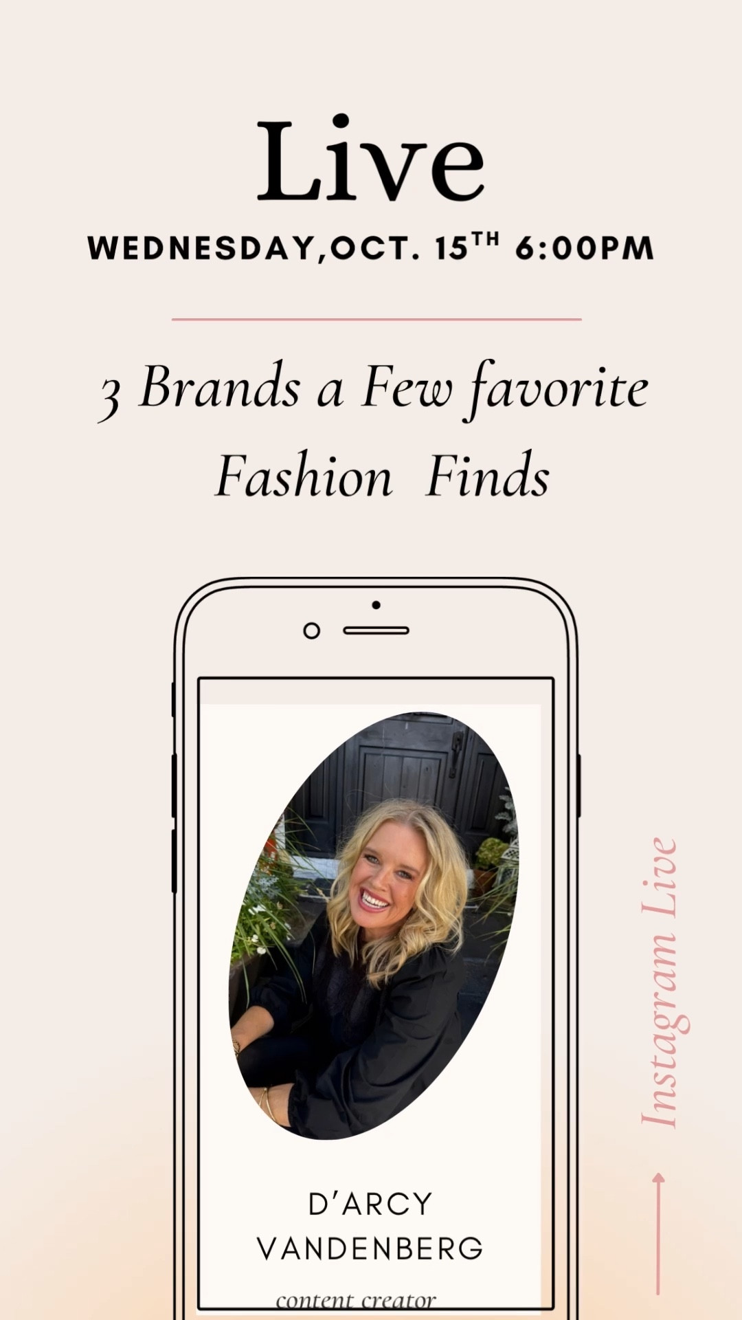 Instagram live 
we’d.15th 6:00 Mnt 
@darcyvandenberg 

Sharing some of my favorite wardrobe builders from 

Quince, Lysse and NYDJ 

Of course everything will be linked here on Liketoknowit 

Tune in I think you’ll love it


#LTKFindsUnder100 #LTKStyleTip #LTKOver40