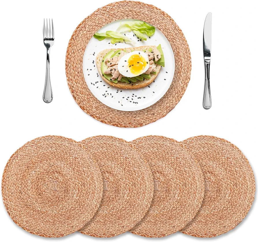 Eco Crave Round Jute Placemats, Set of 4, 13 Inch | Amazon (US)