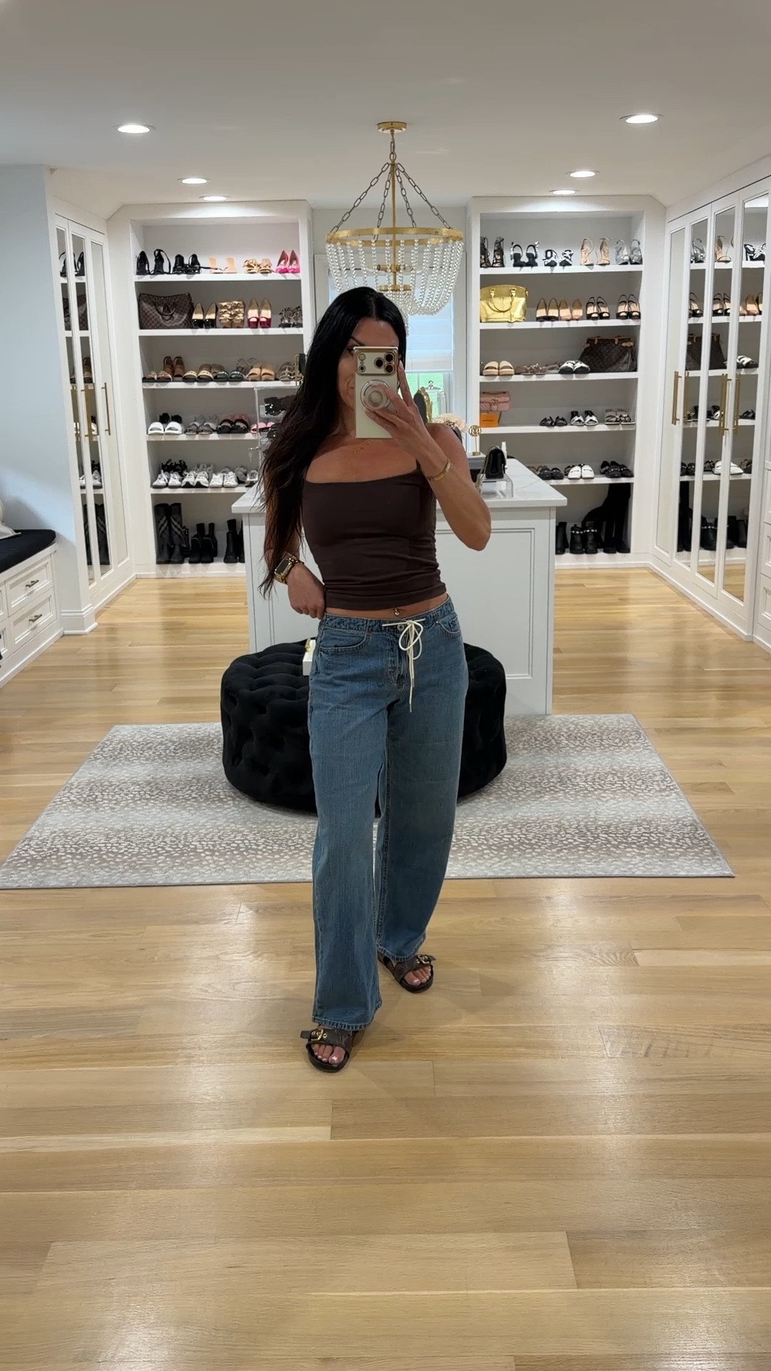 Abercrombie jeans with drawstring waist, Abercrombie pre fall outfit