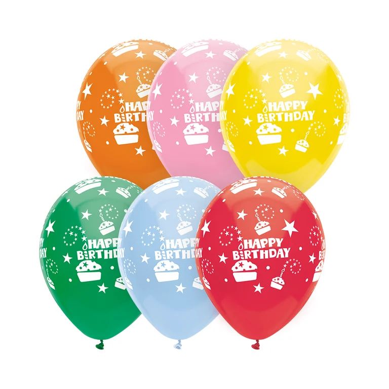Way to Celebrate 12"  Assorted Happy Birthday Latex Balloons, 8 Count Bag, For All Ages | Walmart (US)