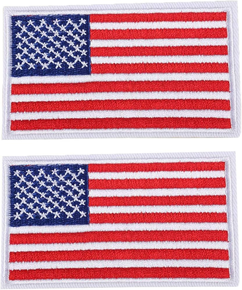 2 PCS USA Flag Patches Embroidered Appliques with White Border Iron On Sew On Stickers United Sta... | Amazon (US)