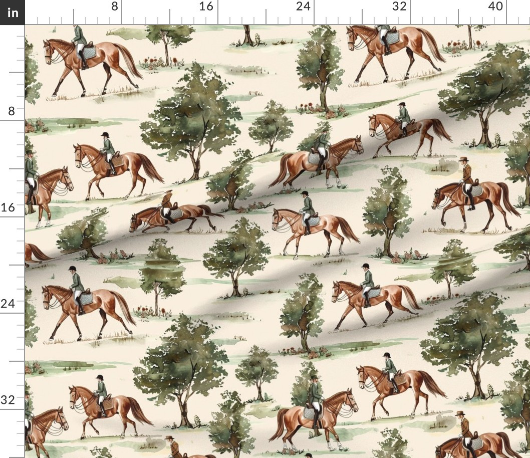 Equestrian Inspired Horse Rider Trees Nature Inspired Woodland Wallpaper Fabric | Spoonflower | Spoonflower
