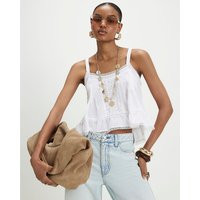 River Island Womens Cream Cotton Lace Trim Cami | River Island UK & IE