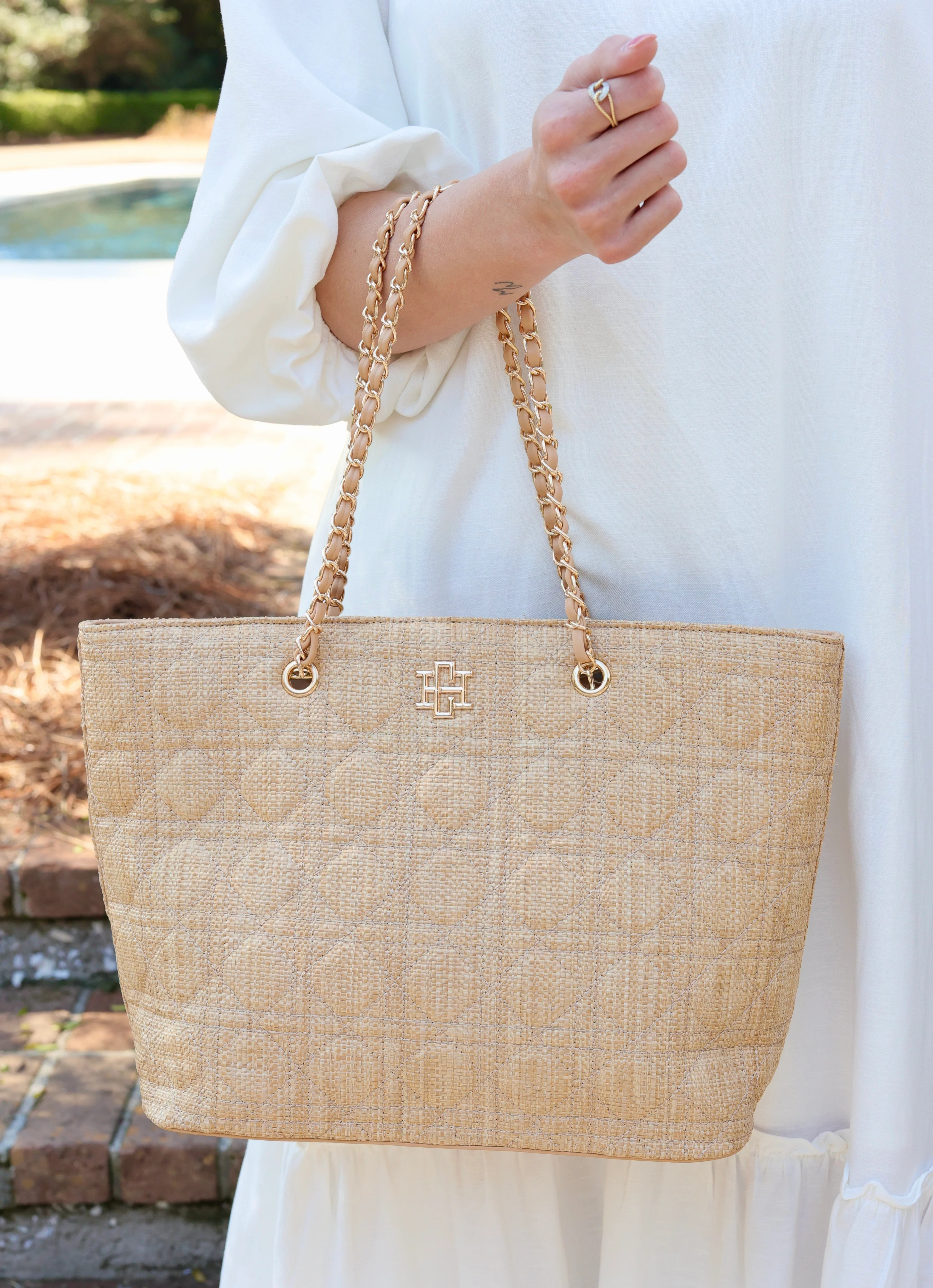 Quentin Tote Natural Quilted LQ | Caroline Hill