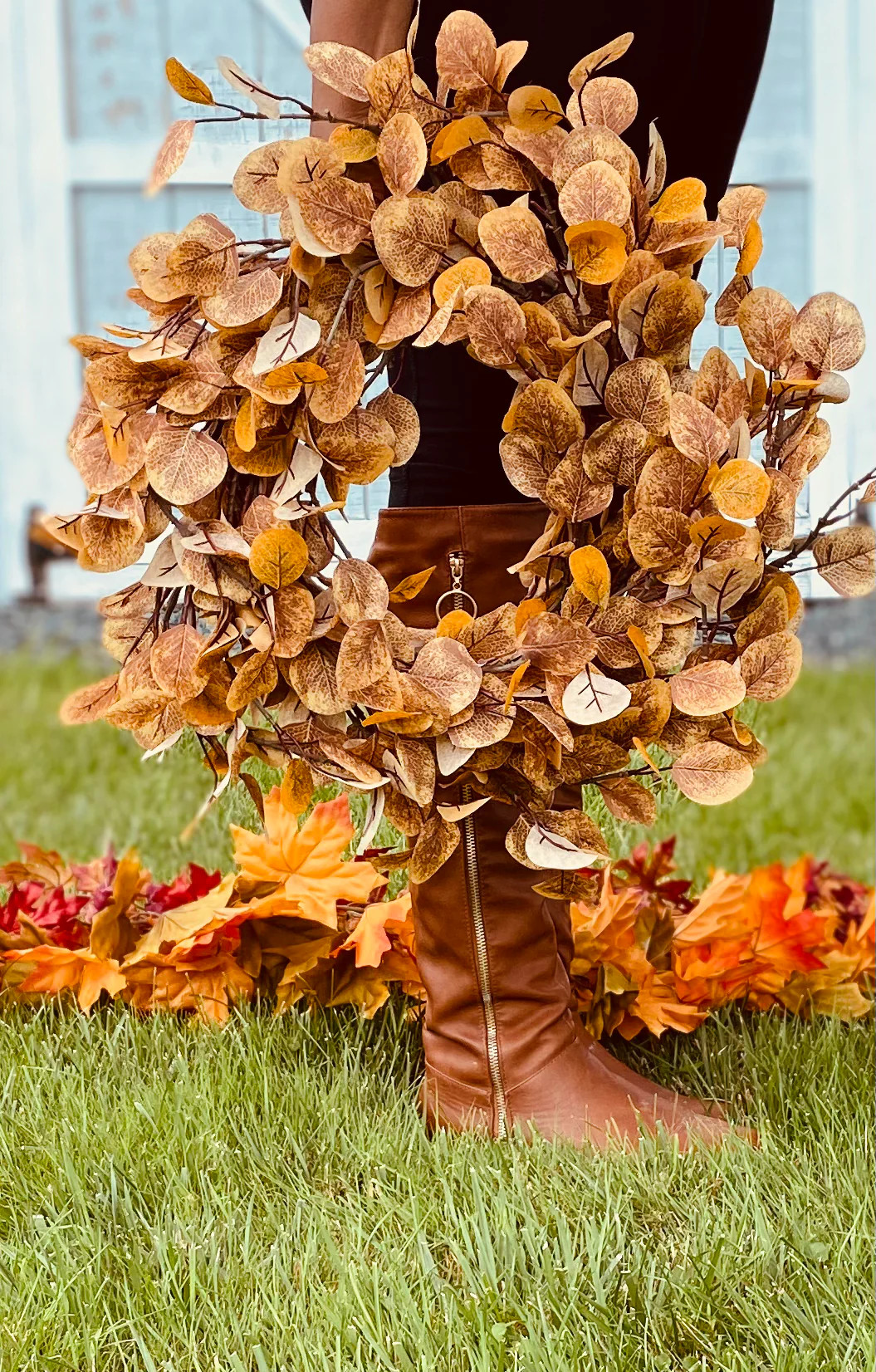 Burnt Orange Fall Eucalyptus Wreath | Journey Decor