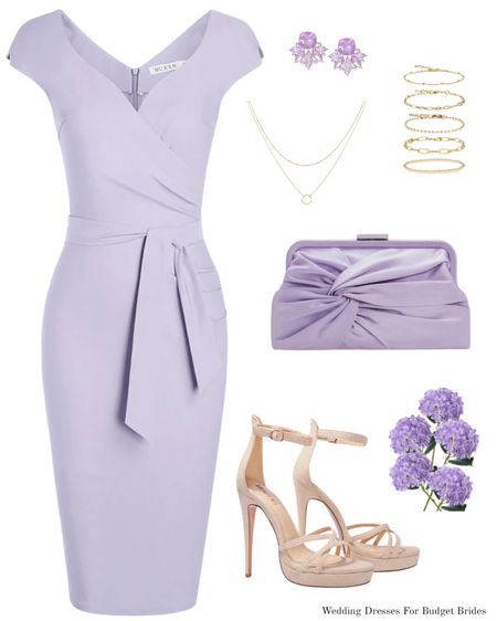 Lavender cocktail dress with accessories for a semi-formal wedding. 

#weddingguestdress #springoutfit #semiformaldress #summeroutfit #amazondress 

#LTKwedding #LTKSeasonal #LTKstyletip