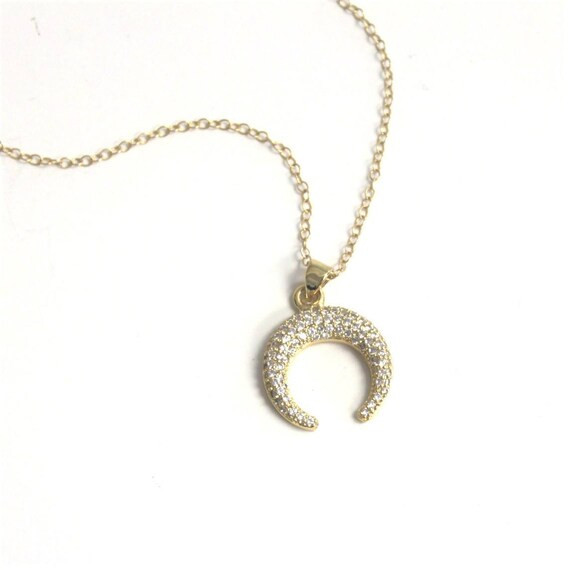 Charm Necklace, Necklaces for Women, Double Horn Charm Necklace, Layer Necklace, Gifts for her, T... | Etsy (US)