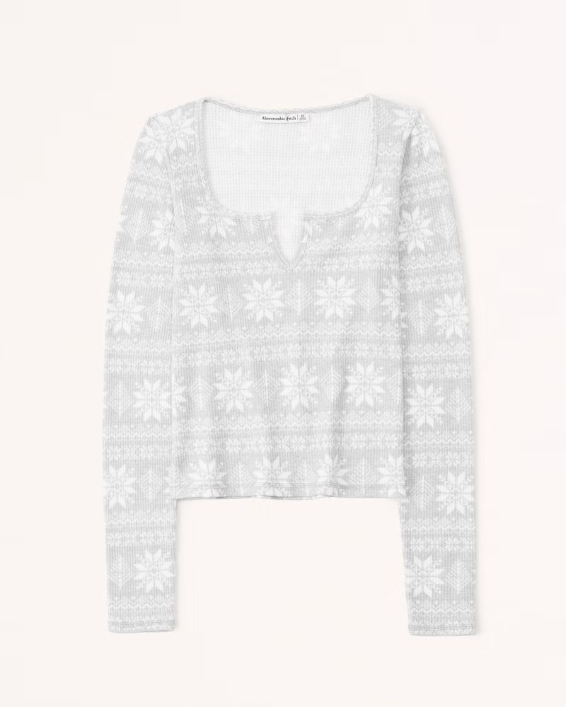 Waffle Notch-Neck Long-Sleeve | Abercrombie & Fitch (US)