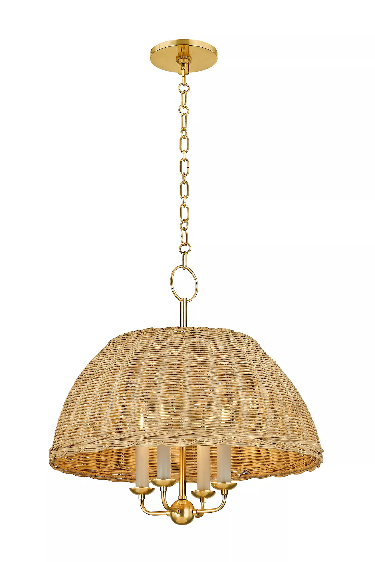 Mitzi Arwen 4-Light Aged Brass Pendent with Rattan Shade | Anthropologie (US)
