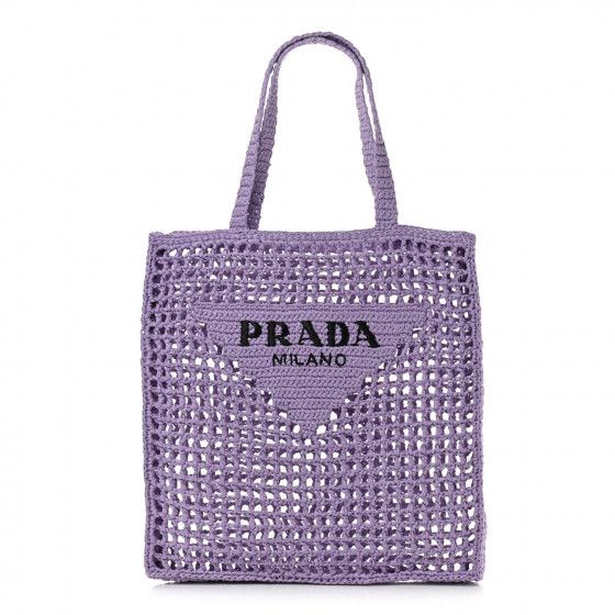 PRADA Raffia Embroidered Logo Tote Bag Lily | FASHIONPHILE | Fashionphile