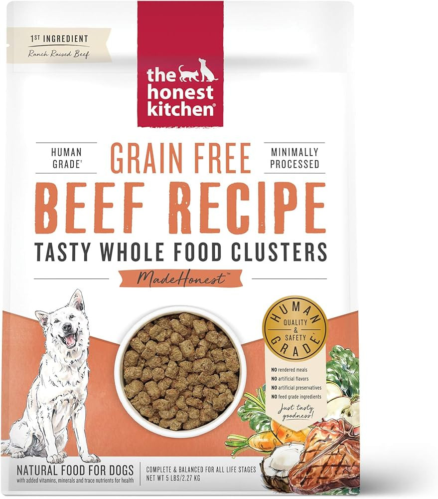 The Honest Kitchen Human Grade Whole Food Clusters Dry Dog Food - Grain Free Beef 5 lb Bag | Amazon (US)