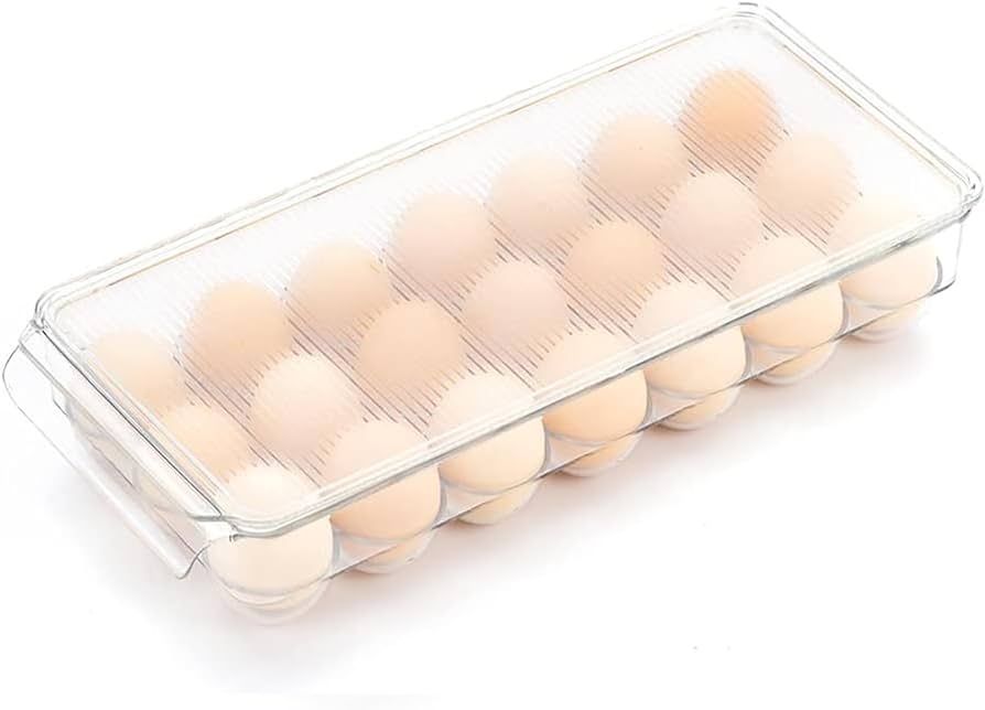 Egg Holder for fridge with Lid, Fridge Organizers and Storage, Egg Container For Refrigerator Pla... | Amazon (US)