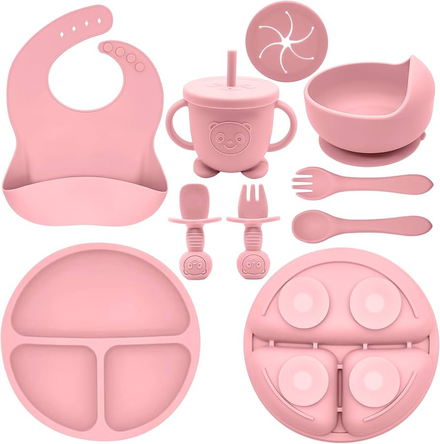 Silicone Baby Feeding Set | Baby Led Weaning Supplies Includes Suction Bowls and Divided Plates, ... | Amazon (US)