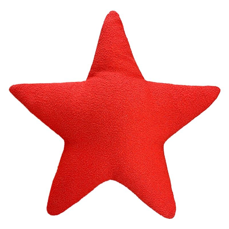 Red Boucle Star Shaped Outdoor Throw Pillow, 16" | At Home