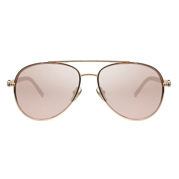 Steve Madden Women's Rose Gold Stone Accented Aviator Sunglasses | Walmart (US)