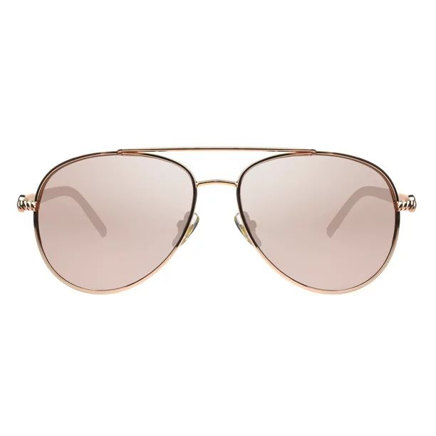 Steve Madden Women's Rose Gold Stone Accented Aviator Sunglasses | Walmart (US)
