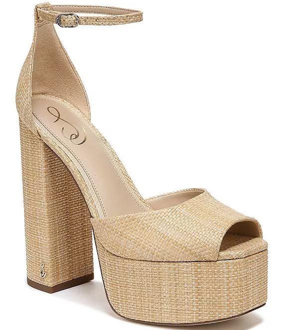 Sam Edelman Kori Raffia Ankle Strap Platform Dress Sandals | Dillard's | Dillard's