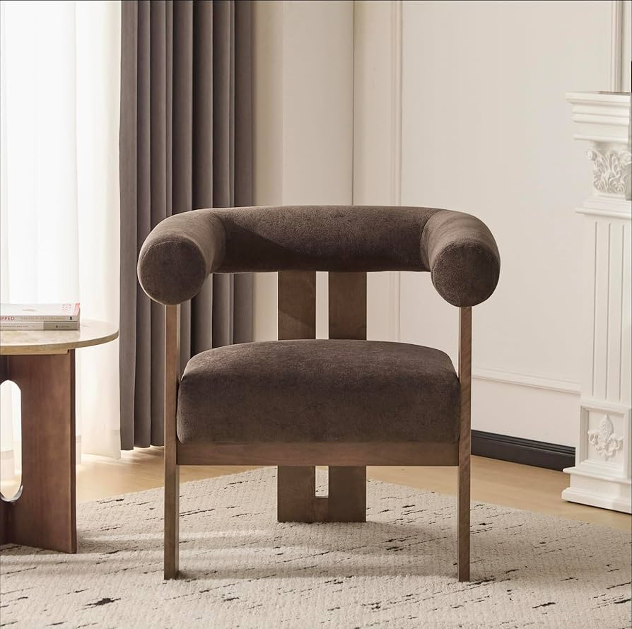 Christopher Knight Home Rones Modern Velvet Upholstered Accent Chair, Wooden Living Room Club Cha... | Amazon (US)