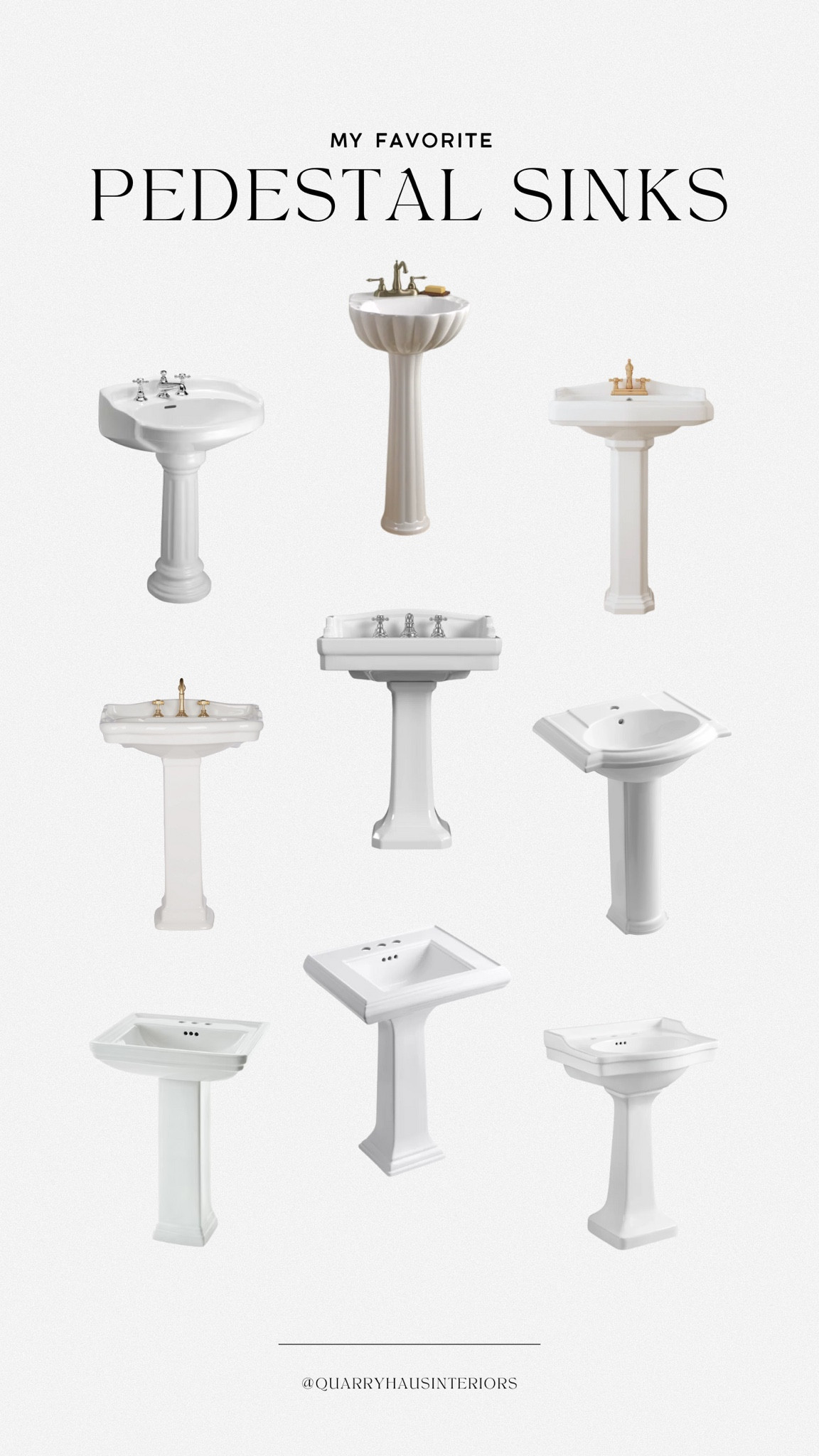 My favorite traditional style pedestal sinks 🤍 for spaces large and small, and for every budget! Perfect for farmhouse, cottage, colonial, or traditional bathrooms.

#LTKHome