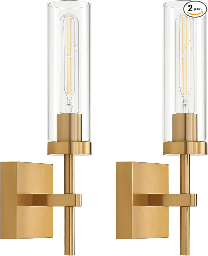 Gold Battery Operated Wall Sconce Set of 2, Wireless Wall Sconces with Remote Control, Rechargeab... | Amazon (US)