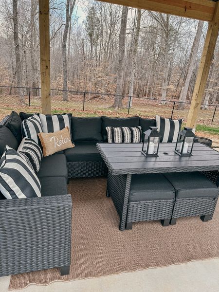 Walmart pool cabana area, Walmart patio furniture , patio sectional dining table, Walmart home Finds , walmart spring decor , paired it with cute pillows and outdoor planters and lanterns 

#LTKhome #LTKSeasonal #LTKstyletip