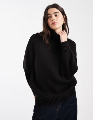 Miss Selfridge roll neck split hem sweater in black | ASOS (Global)