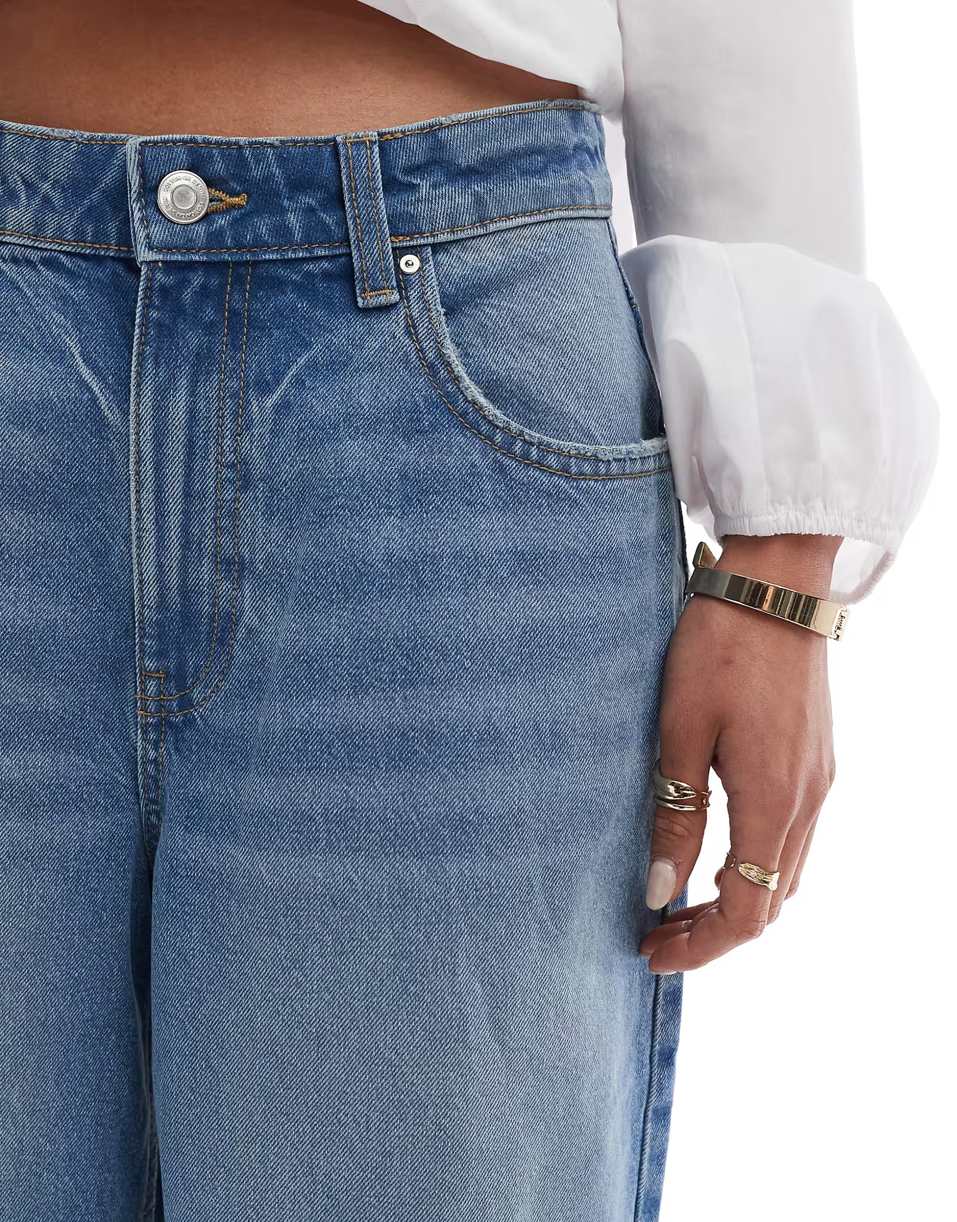 Cotton On super baggy denim jort in blue haze | ASOS (Global)