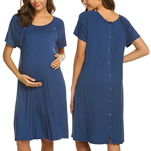 Ekouaer Women’s Nursing/Delivery/Labor/Hospital Nightdress Short Sleeve Maternity Nightgown wit... | Amazon (US)