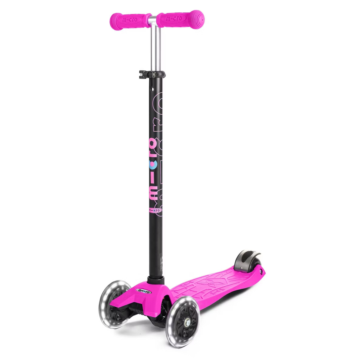 Micro Kickboard Maxi Kick Scooter with LED Lights - Pink: Adjustable Handlebar, 3 Wheels | Target